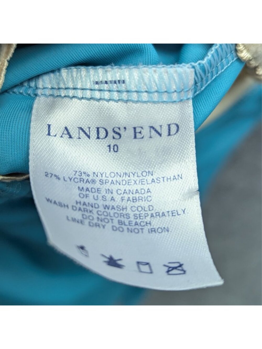 Lands’ End Women’s 10 Tankini Swim Top Teal Built-In Bra Bathing Suit Swimwear - Picture 4 of 6